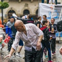 Bald man dancing among a people :: Сергей 