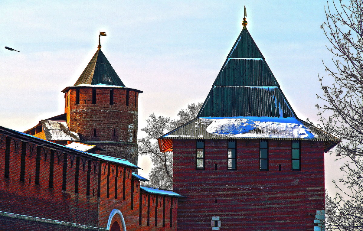 Фрагмент башен Нижегородского кремля. - Александр Зотов