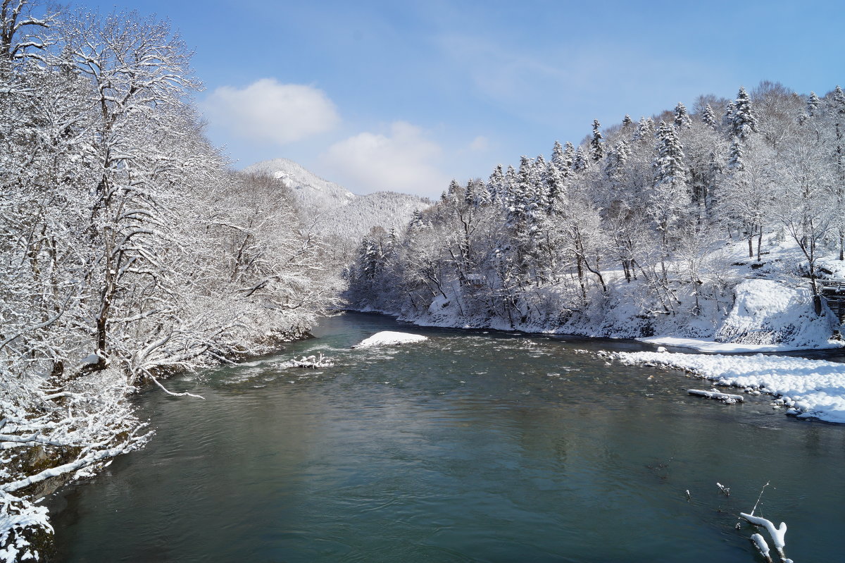 Река белая зимой Краснодарский край