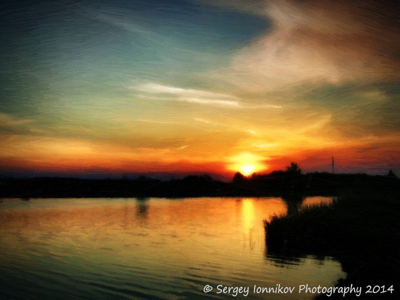 Andrushivka. Red Hill. Staskova dam. Sunset. Oil painting. May 2014 - Сергей Ионников