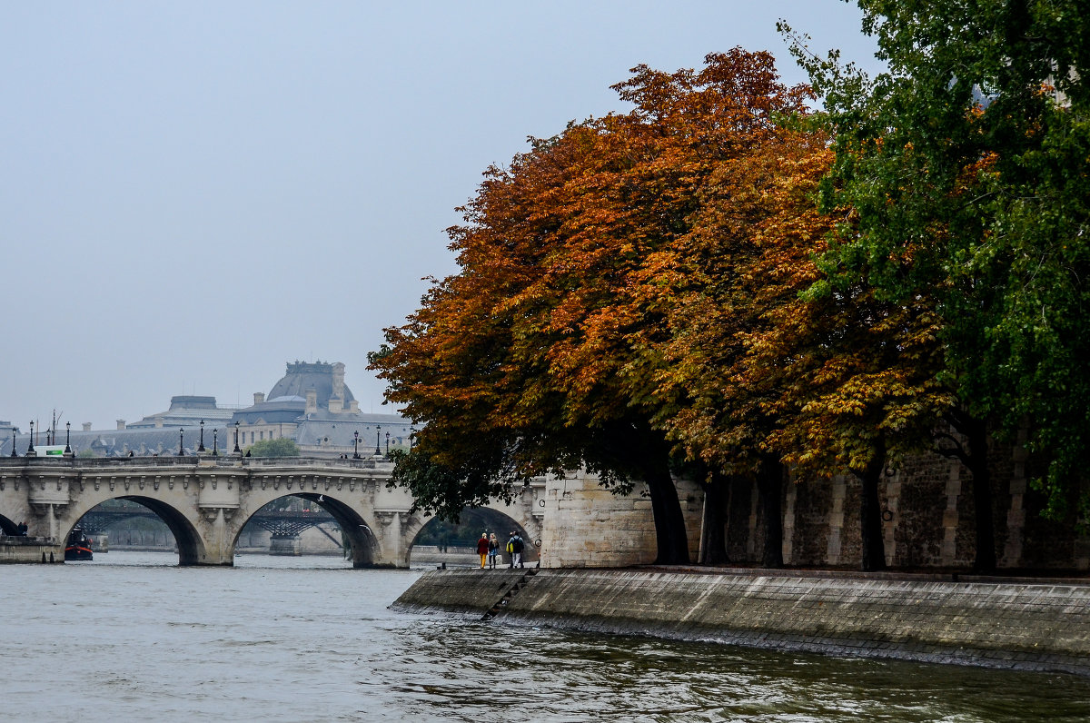 Мост сен-Мишель в Париже осенью