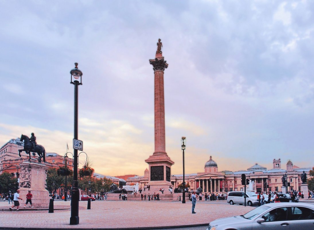 Закат над площадью адмирала Нэльсона в Лондоне - Free 