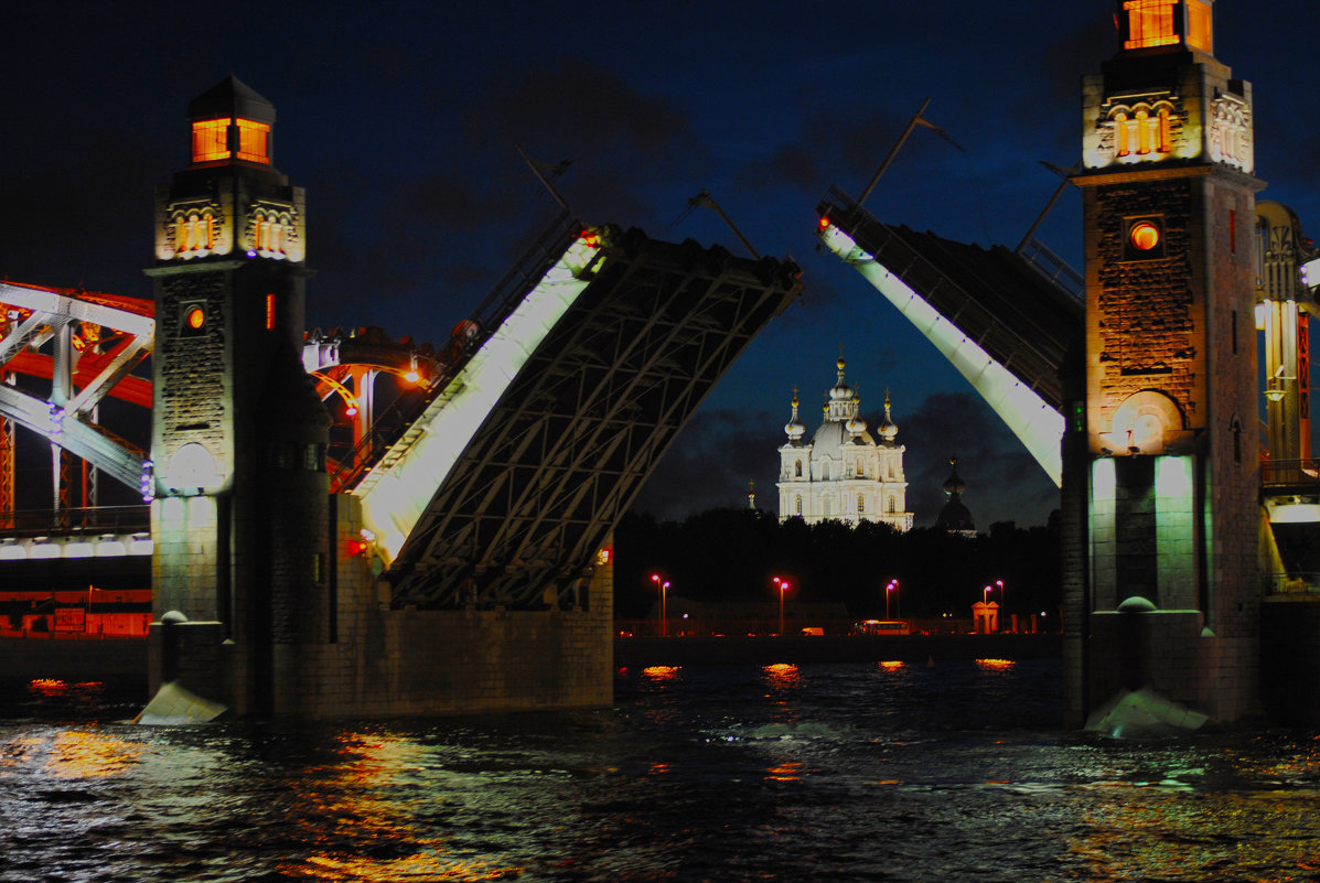 Вид с Большеохтинского моста на Смольный собор - Семья Фоменковых