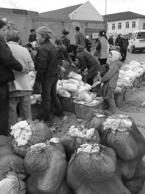 На рынке-продажа и покупка пекинской капусты. Сахалин - Ilona An