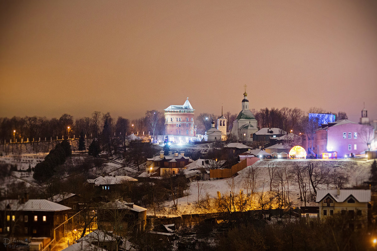 Вечер город Владимир зима