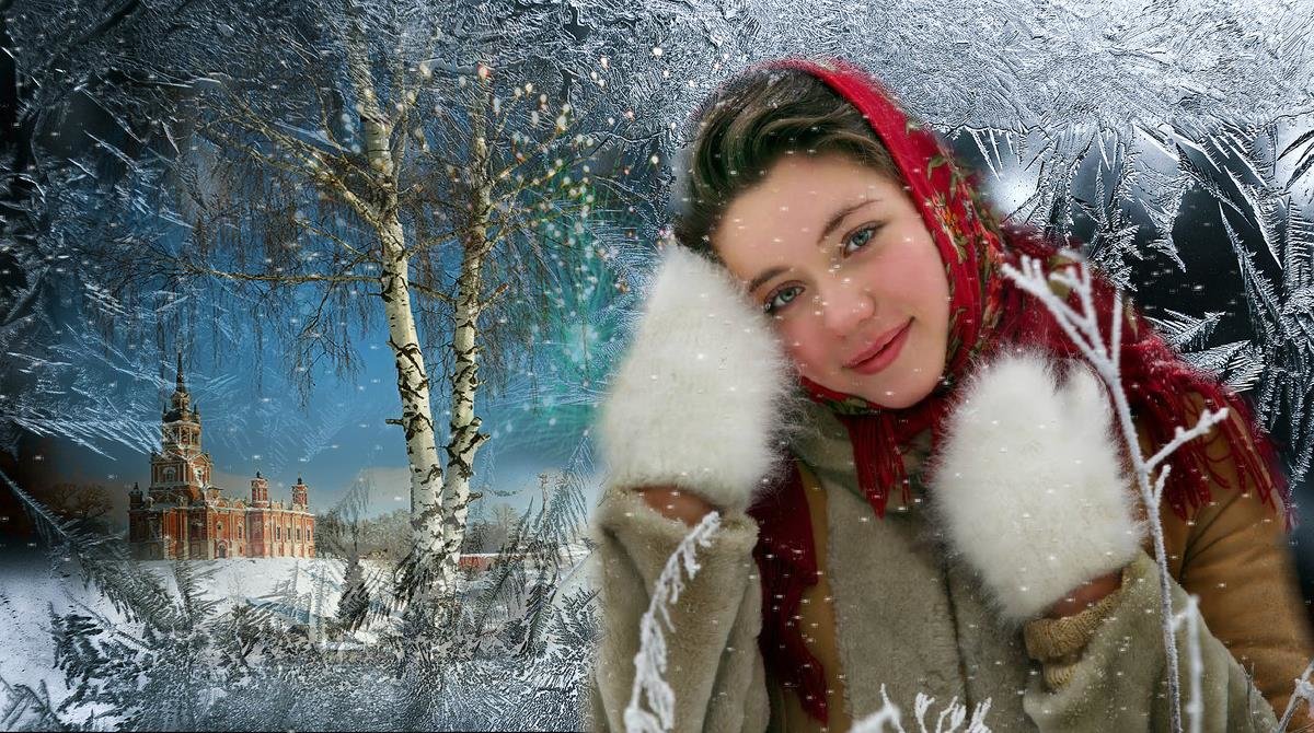 Русская красотка на снегу