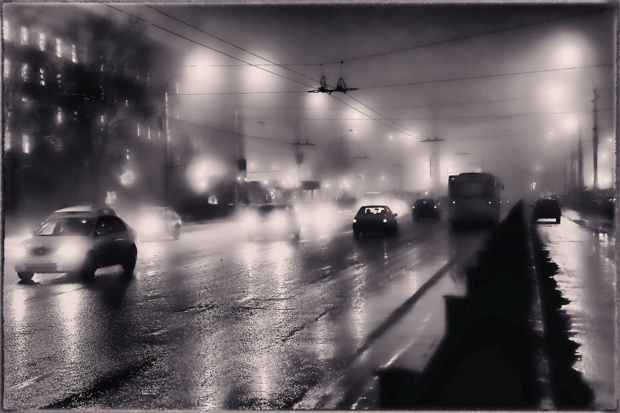 Ночной проспект в тумане. - Laborant Григоров