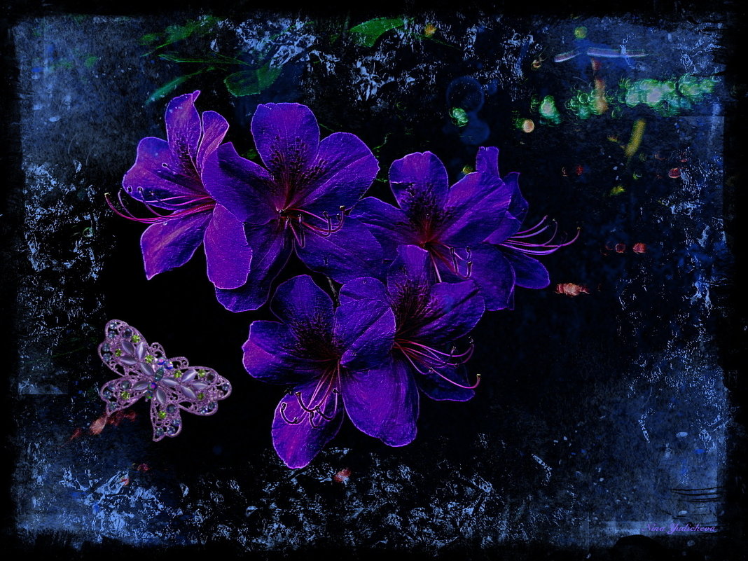 Рододендроны и бабочка - Nina Yudicheva
