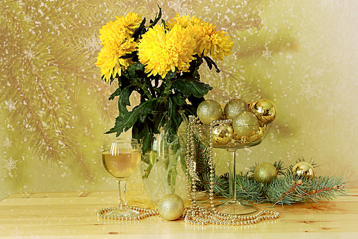 Новый год и хризантемы - alfina 