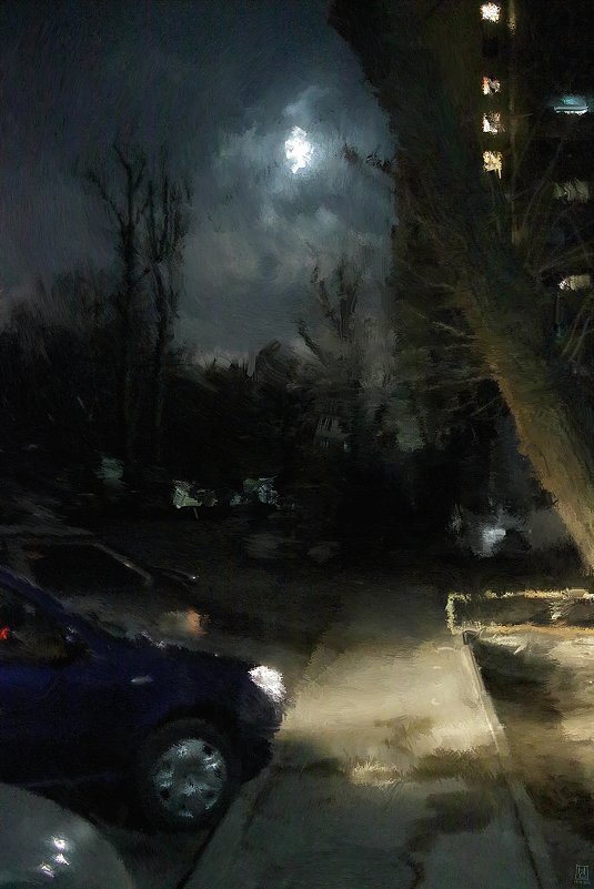 парковка при лунном свете - Николай Семёнов