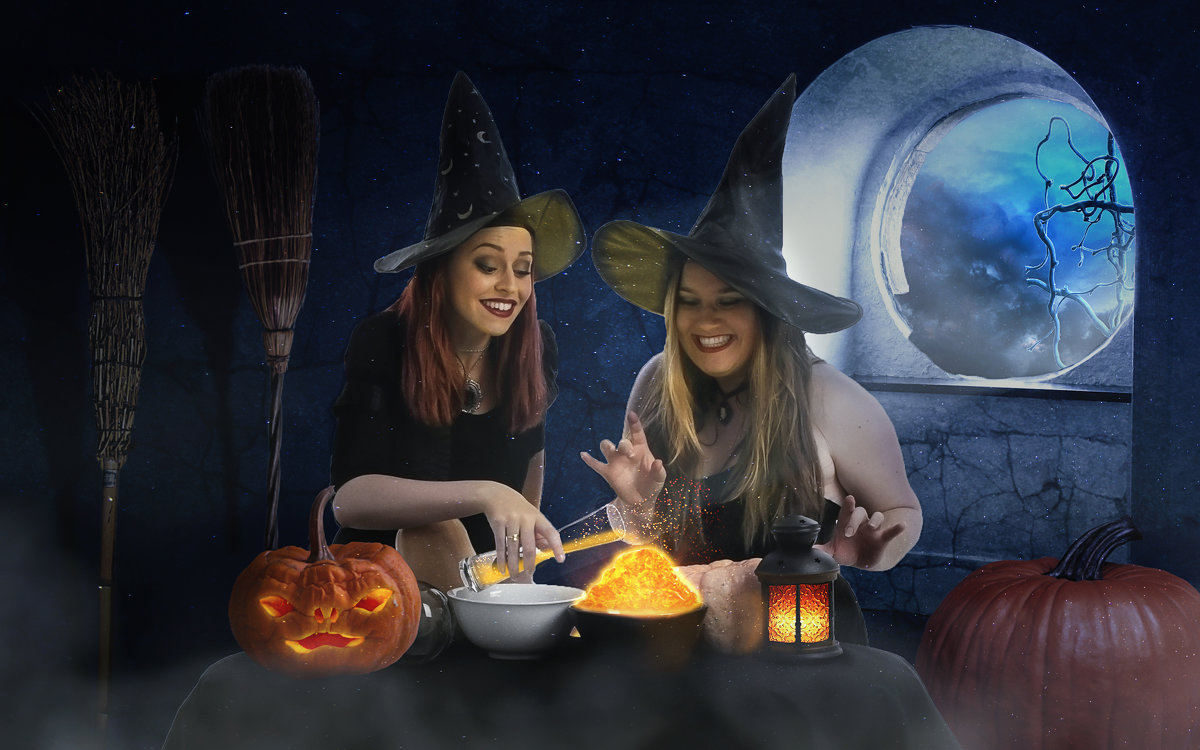 Праздник Хэллоуина.  Ведьмочки готовят волшебную кашу..... - Лилия .