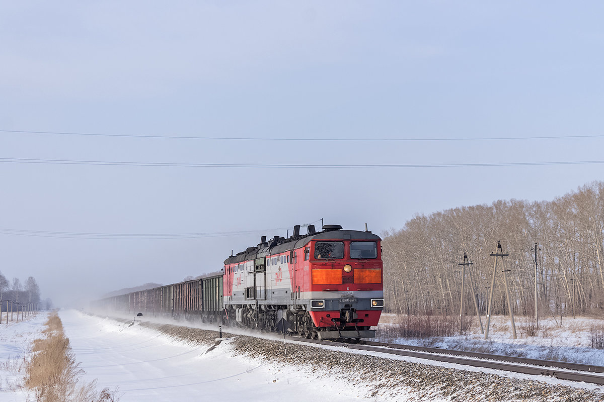 Грузовой поезд под тепловозом 2ТЭ10М-2809 на перегоне Буланиха-Зональный - Иван Зарубин