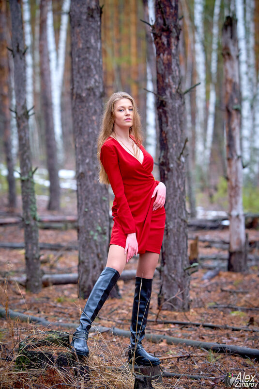 Девушка в красном в лесу. - Zefir58 Verx