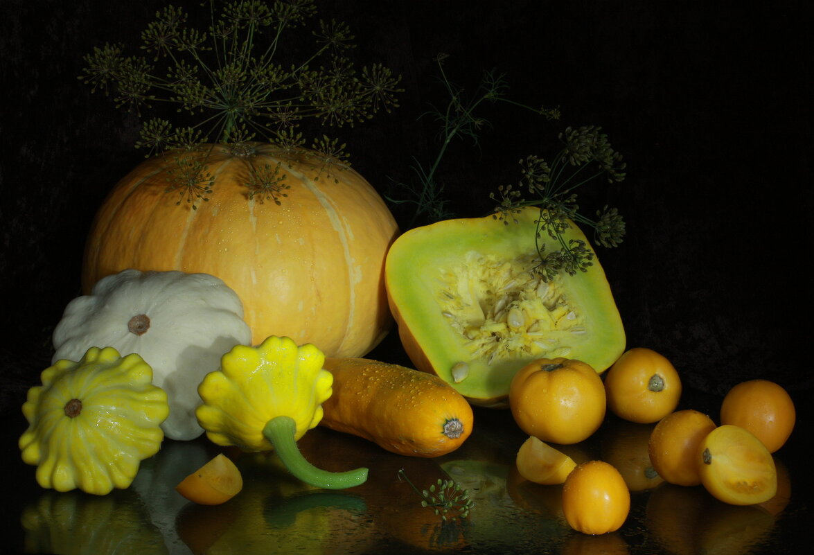 Натюрморт с овощами в желтых тонах - Нэля Лысенко