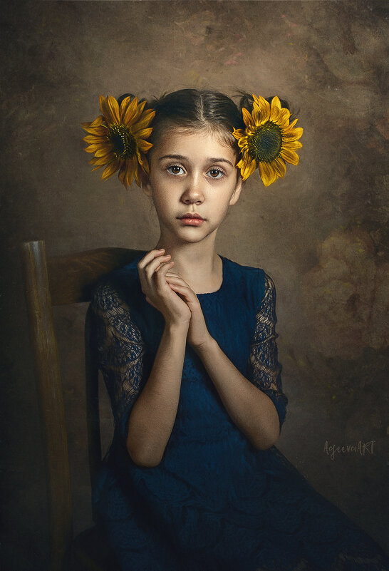 Портрет девочки в синем платье. - Дина Агеева