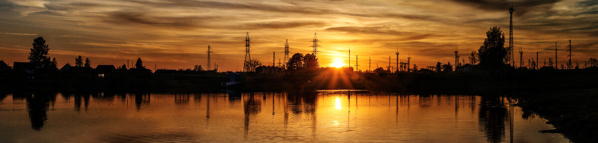 Панорама Шумилинского озера на закате дня - Анатолий Клепешнёв