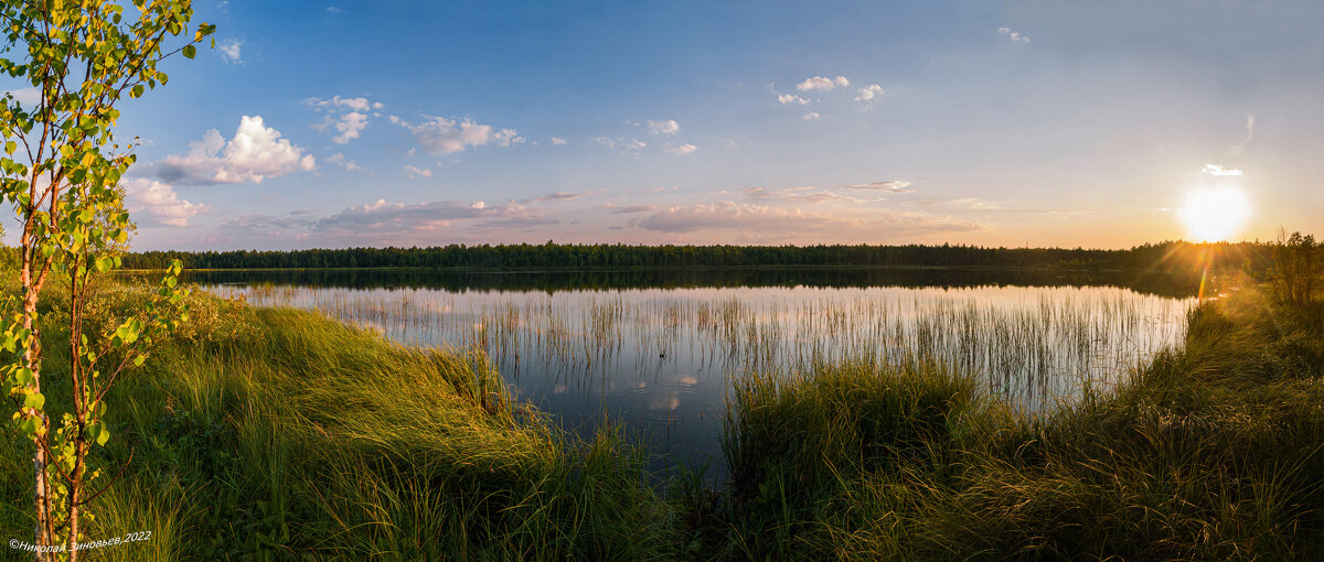 Панорама: Небольшое таежное реликтовое озеро Пионерское в Ухте, источник лечебного сапропеля - Николай Зиновьев