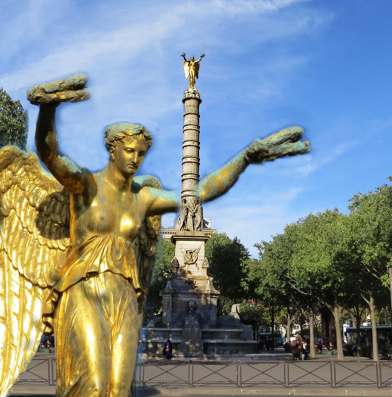 Позолоченная статуя богини Победы – крылатая Ника  на фонтане Побед  Наполеона Бонапарта - ИРЭН@ .