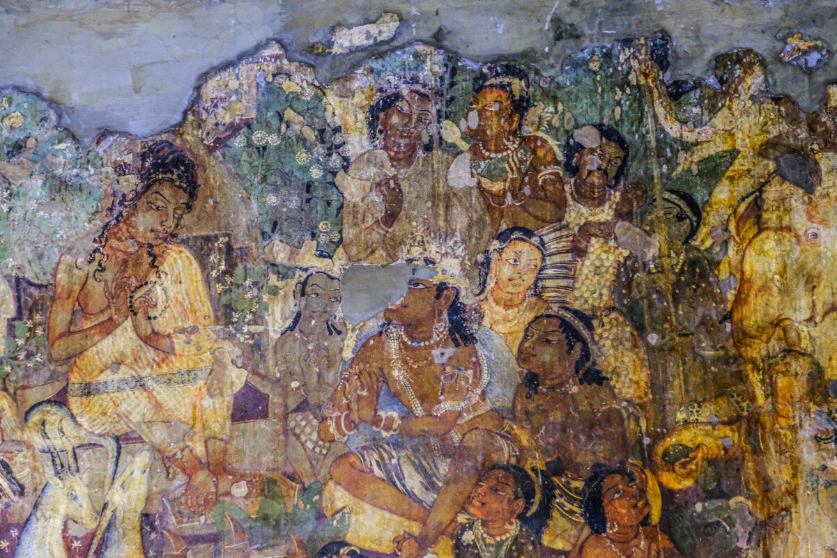 Фреска в вырезанном пещерном храме Аджанта - Георгий А