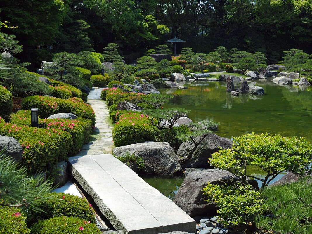 Фукуока Япония дорожки в японском саду - wea *