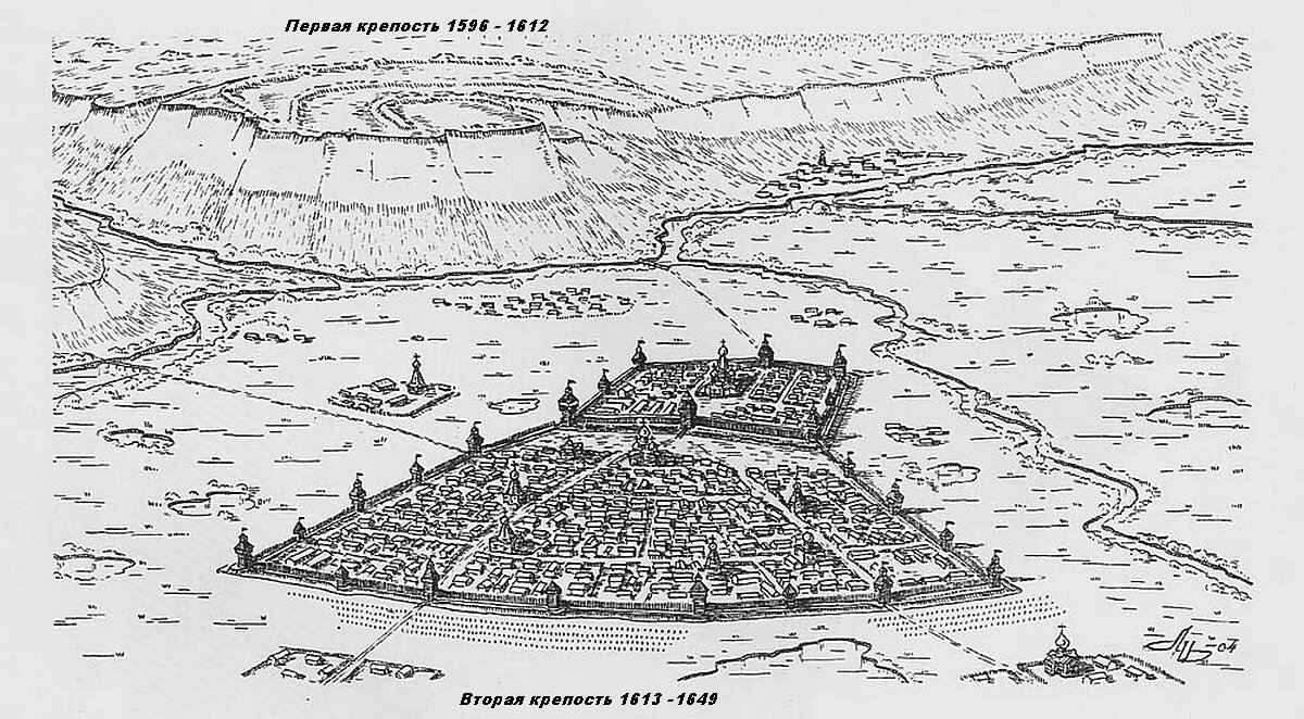Рисунок Первой и Второй Белгородской крепости - Сеня Белгородский