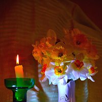 Огонь свечи и красота цветов. :: Виталий Дарханов