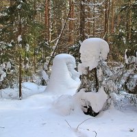 Снежные скульптуры, похожие на человеческие образы. :: Валерий. Талбутдинов.