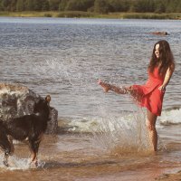 Девочка и волчица :: Полина Гончарова