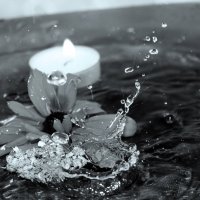 candle and flowers in water drops :: Halyna Hnativ