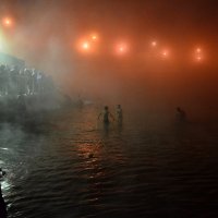 Морозец -30° с ветерком. Крещенское купание на озере Долгое 19.01.2017 :: Сергей Докукин