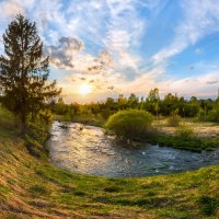 Золотой закат на реке Ижора :: Фёдор. Лашков