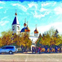 Церковь Актау в воскресенье :: Анатолий Чикчирный