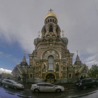 В ливень с фишаем рядом с храмом-1 :: Юрий Велицкий