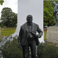 В память о Черчилле стоит статуя на лужайке в Вудфорде, Англия :: Тамара Бедай 