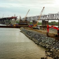 Строительство четвёртого моста через Обь :: Сергей Царёв