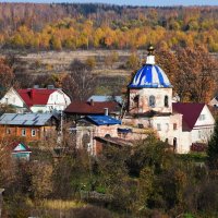 Тверская область, панорама города Кашин, вид на церковь Флора и Лавра с колокольни  собора :: Galina Leskova