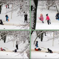 Детские забавы, когда выпал снег... :: Нина Бутко