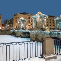 Чернышов (имени Ломоносова) мост через реку Фонтанку в новогоднем убранстве :: Стальбаум Юрий 