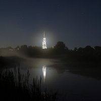 Колокольня Воскресенского собора в ночном тумане. :: Сергей Пиголкин