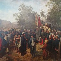 Плененный Шамиль перед князем Барятинским 25 августа 1859 года :: Лидия Бусурина