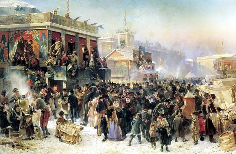 Константин Егорович Маковский Народное гулянье во время масленицы на Адмиралтейской площади в Петербурге. 1869