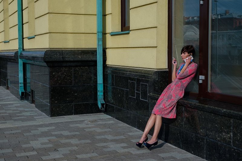 Телефонный разговор, Москва. Фотограф Вивиан дель Рио.
