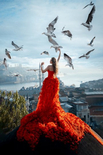 Фотосессия в Стамбуле на крышах с чайками