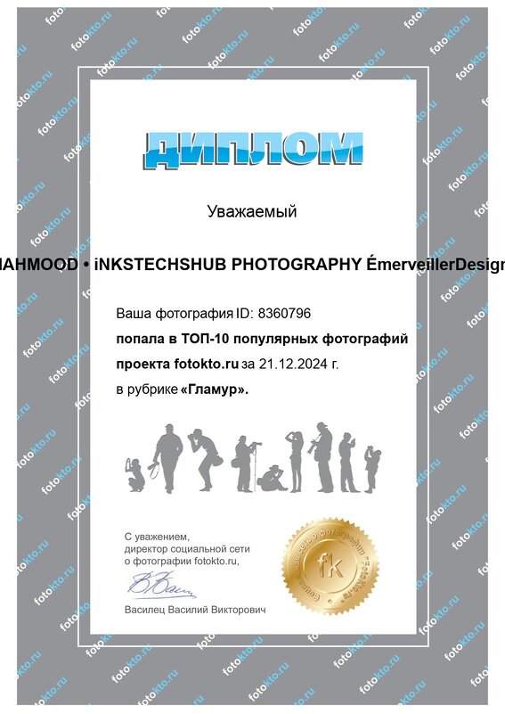 Diploma from fotokto ;) - MAHMOOD • iNKSTECHSHUB PHOTOGRAPHY