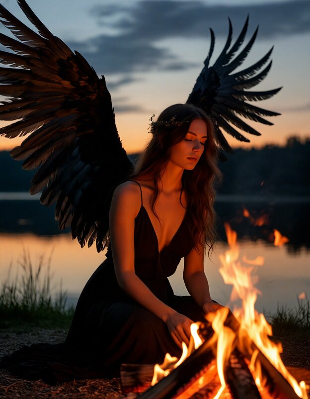 Девушка Ангел ворон 3 - Cергей Гребеневич AI Фотограф, ретушёр Девушка Ангел ворон 3 - Cергей Гребеневич AI Фотограф, ретушёр
