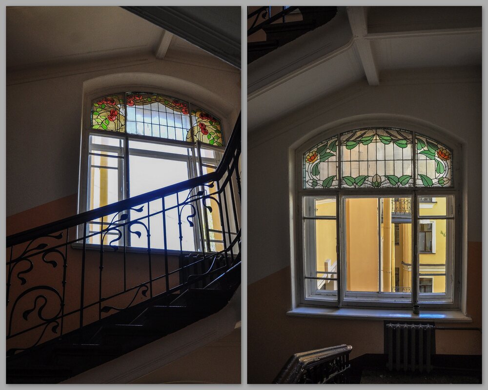 Витражи в окнах парадного подъезда - Татьяна Машошина Витражи в окнах парадного подъезда - Татьяна Машошина