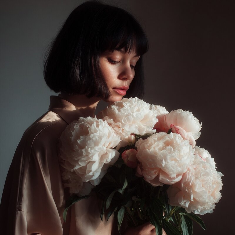 Девушка и пионы. - Наталья Музычук