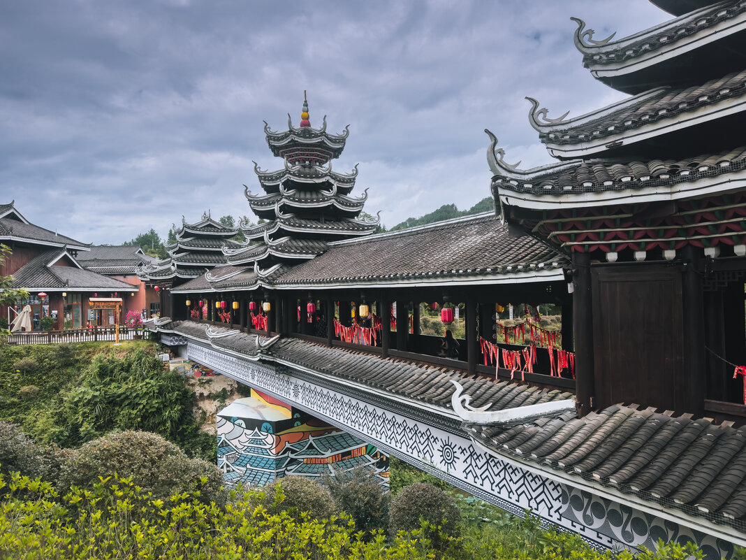 Мост в деревне народности дун в стиле ветра и дождя - Дмитрий 