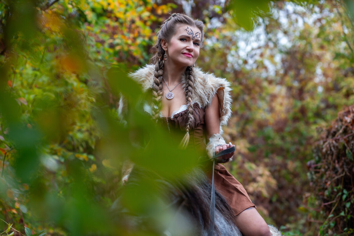 Девушка   викинг на  лошади - Тамара Нижельская