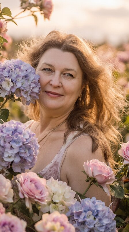 The blonde among the hydrangeas - Vsevolod Boicenka